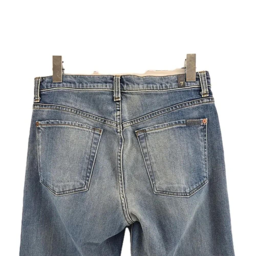 7 For All Mankind Jeans Womens 29 High Waist Cropped Straight Medium Wash Casual